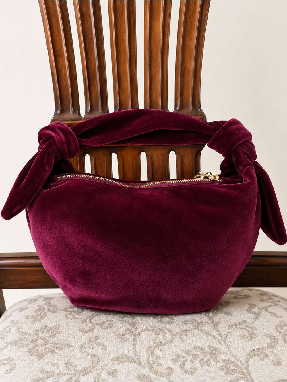 Shiraleah Becca Knotted Top Handle Velvet  Bag